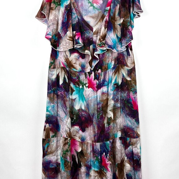 Soft Surroundings | Floral Ruffle Maxi Dress | Tiered Flowy Bohemian | Size XL - Picture 4 of 11